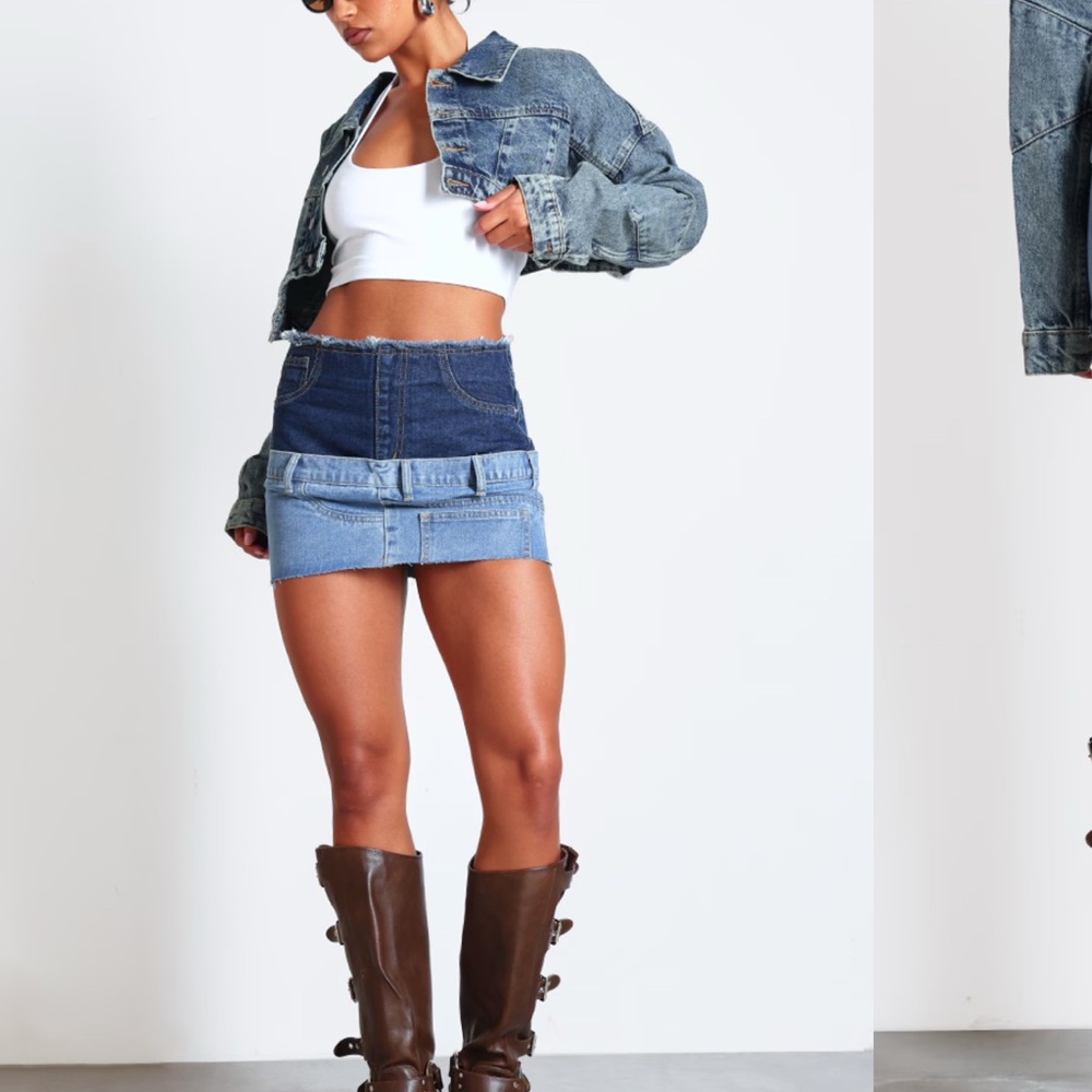 Denim Patchwork Mini Skirt